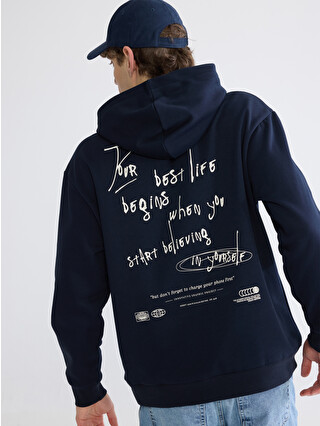 XSIDE Printed Men's Thick Hoodie - W5O371Z8-RFH | LC Waikiki