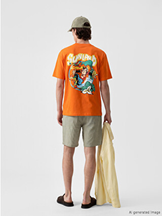 XSIDE Crew Neck Nostalgic Monkey Printed Men's T-shirt - S6T366Z8