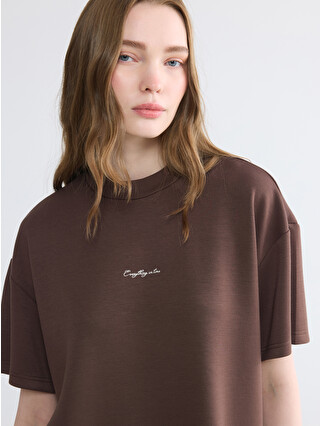 LCW Modest Crew Neck Printed Women's T-Shirt - S6T647Z8-HMK | LC