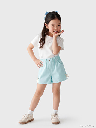 LCW Kids Turkuaz Gabardin Düz Kız Çocuk Şort - S6U020Z1-KHS | LCW