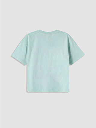 LCW Kids Yeşil Bisiklet Yaka Nakışlı Erkek Çocuk Tişört - S6U558Z1