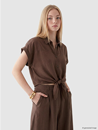 XSIDE Crop Modal Blended Women's Shirt - S6V384Z8-PS7 | LC Waikiki