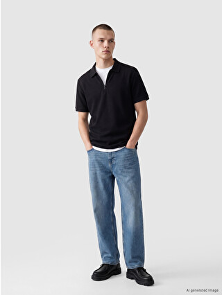 XSIDE Standard Fit Zippered Polo Collar Men's T-Shirt - S61795Z8