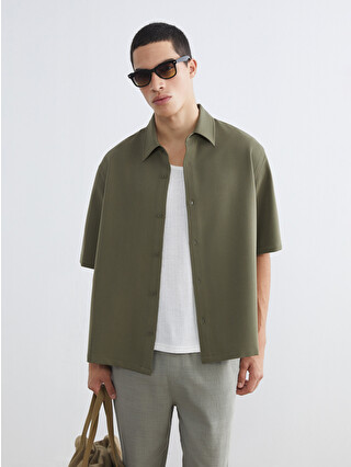 XSIDE Relaxed Fit Gabardine Men's Shirt - S63643Z8-JYN | LC Waikiki