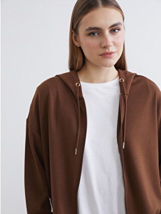 ブラウン LCWAIKIKI Basic Soft Touch Women's Zip-up Hoodie - S64101Z8-HLT