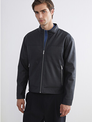 LCW Vision Standard Fit Collared Neck Men's Leather Look Coat
