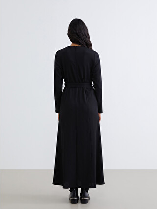 LCW Modest Bisiklet Yaka Dokulu Kuşaklı Elbise - S64329Z8-CVL | LC