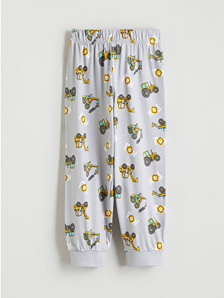 LCW Kids Sarı Bisiklet Yaka Baskılı Erkek Çocuk Pijama Takımı