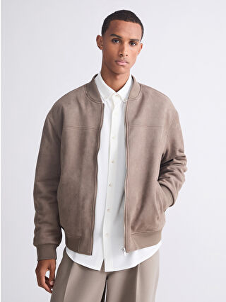 LCW Vision Kahverengi Rahat Kalıp Kolej Yaka Erkek Süet Mont