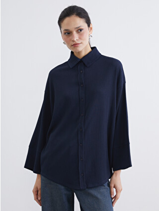 LCW Modest Textured Oversized Women's Shirt Tunic - S64883Z8-HEL