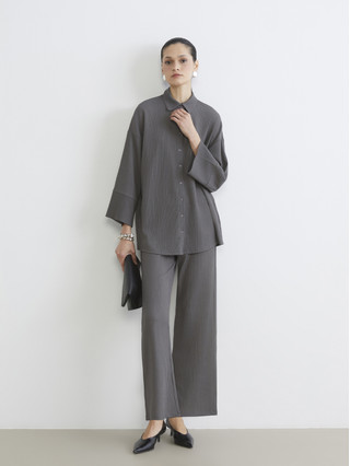LCW Modest Textured Women's Trousers With Elastic Waistband