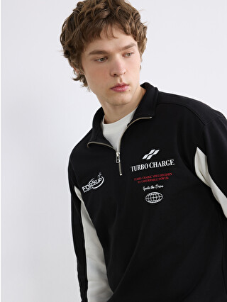 haluc❤ XSIDE Half-Zip Mock Neck Printed Men's Sweatshirt - S65324Z8-CVL