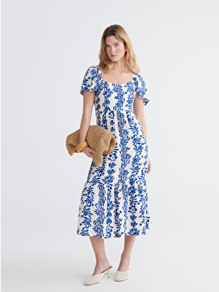 LCW Comfort Square Neck Floral Dress - S65459Z8-LQQ | LC Waikiki