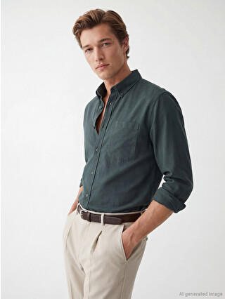 SOUTHBLUE Men's Regular Fit Oxford Shirt - S65586Z8-DGP | LC Waikiki