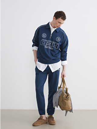 XSIDE Fermuarlı Polo Yaka Baskılı Erkek Sweatshirt - S66504Z8-1DV
