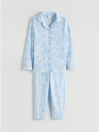 Açık Mavi Baskılı