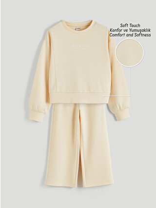 LCW Kids Bisiklet Yaka Kız Çocuk Soft Touch Sweatshirt ve Eşofman