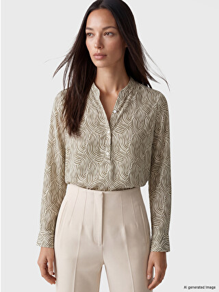 LCW EVERYDAY Notch Neck Patterned Blouse - S67779Z8-LU7 - LC Waikiki