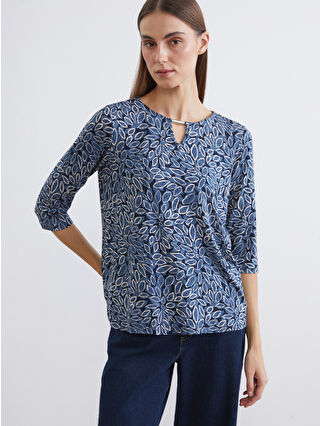 Açık Lacivert Baskılı