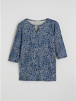 Açık Lacivert Baskılı