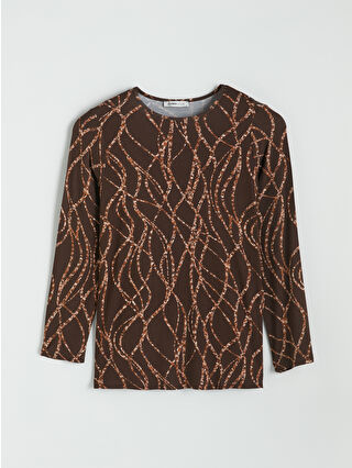 Koyu Kahverengi Baskılı