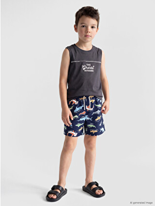 Dark Navy Printed