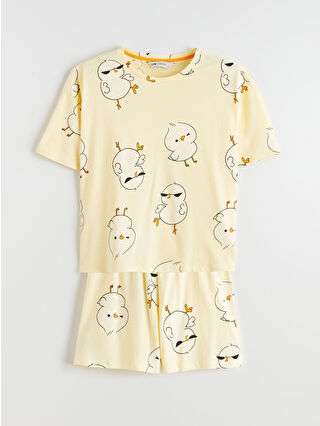 Açık Sarı Baskılı