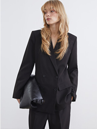 LCW Vision Women's Crepe Blazer Jacket With A Double-breasted