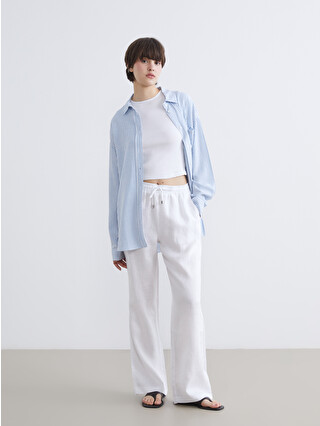 XSIDE Elastic Waist Linen Women's Trousers - S6BK50Z8-Q6K | LC Waikiki