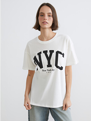 XSIDE NYC Print Crew Neck Women's T-Shirt - S6BN56Z8-R9J - LC Waikiki