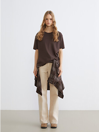 XSIDE Woman Brown T-shirt - S6BN68Z8-ZMR | LC Waikiki
