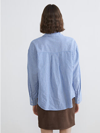 XSIDE Çizgili Oversize Oxford Kadın Gömlek - S6CD76Z8-LEN | LCW