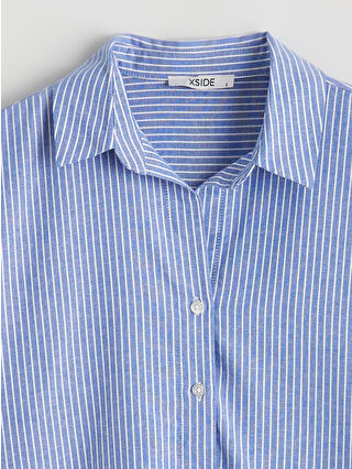 XSIDE Çizgili Oversize Oxford Kadın Gömlek - S6CD76Z8-LEN | LCW