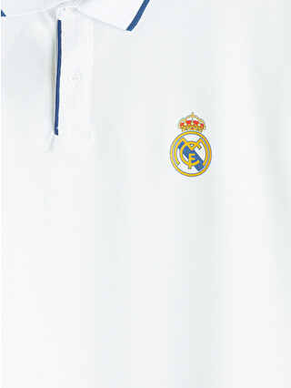 XSIDE ACTIVE Beyaz Polo Yaka Real Madrid Nakışlı Erkek Spor Tişört