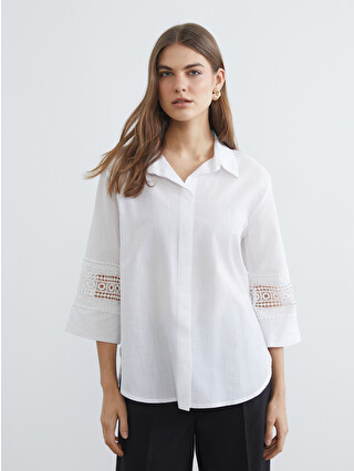 LCW STUDIO Lace Detailed Oversize Women's Shirt - S6CU48Z8-FEW
