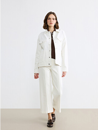 LCW Vision Gömlek Yaka Oversize Kadın Jean Ceket - S6DV66Z8-844