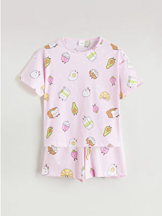 Açık Pembe Baskılı