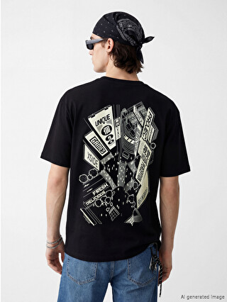 XSIDE Oversize Tokyo Print Men's T-shirt - S6FB58Z8-CVL | LC Waikiki