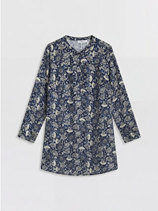 Canlı Lacivert Baskılı