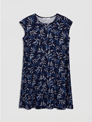 Canlı Lacivert Baskılı