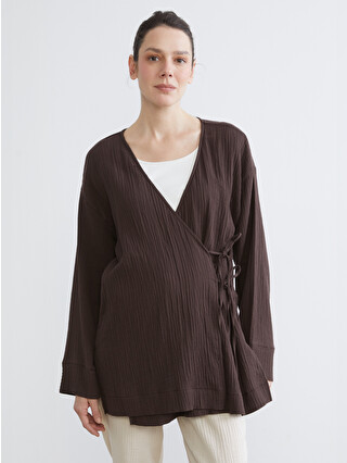 LCW EVERYDAY Textured Women's Muslin Kimono With A Wrap Collar