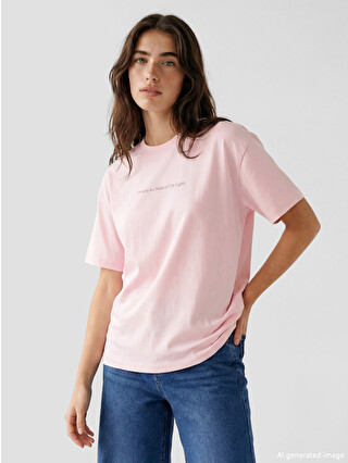 LCW Modest Crew Neck Printed Women's T-shirt - S6G813Z8-FXC | LC