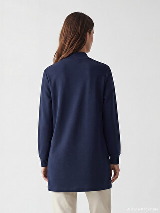 LCW Modest Lacivert Dik Yaka Soft Touch Kadın Sweatshirt Tunik