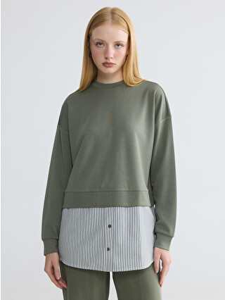 トイガン zakio LCW Modest Kahverengi Gömlek Detaylı Kadın Sweatshirt Tunik