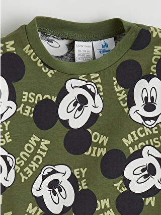 LC WAIKIKI Yeşil Mickey Mouse Baskılı Erkek Bebek Tişört