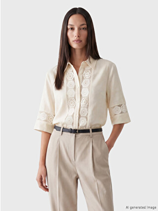 LCW STUDIO Crochet Detailed Women's Shirt - S6GF71Z8-Q6K | LC Waikiki