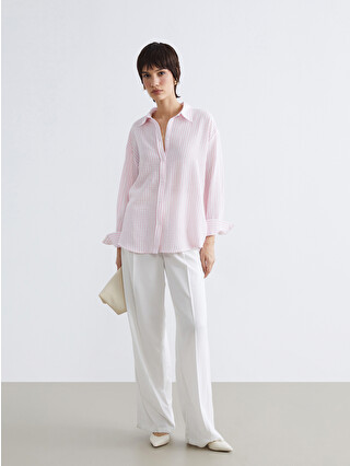 LCW Vision Striped Oversize Women's Shirt - S6GN06Z8-LHK | LC Waikiki