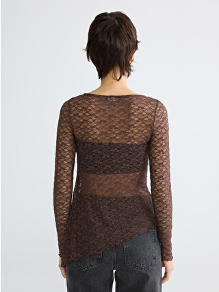 LCW Vision Crew Neck Lace Blouse - S6GN54Z8-JTW | LC Waikiki