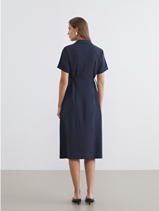 LCW Comfort Fitted Waist Gathered Shirt Dress - S6H227Z8-D1J | LC
