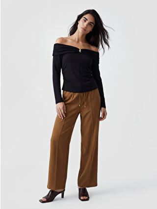 LCW Vision Elastic Waist Wide Leg Women's Trousers - S6H601Z8-CYX